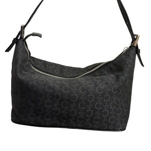 Celine Vintage black fabric/canvas mini bag with leather trim
